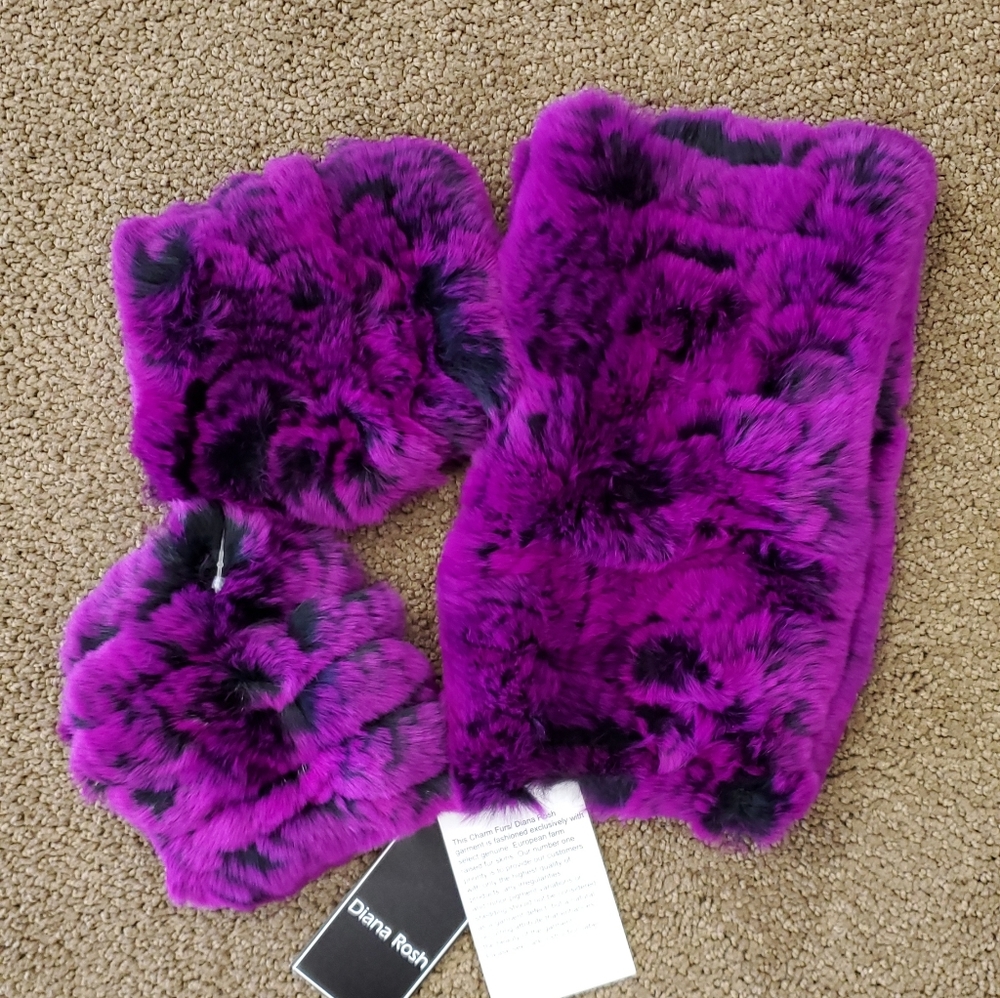 Knitted Rex Rabbit Fur Accessories Set